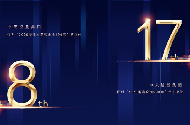 “2020浙商全國(guó)500強(qiáng)”第17位、“2020浙江省民營(yíng)企業(yè)100強(qiáng)”第8位，中天控股重磅排名捷報(bào)頻傳!